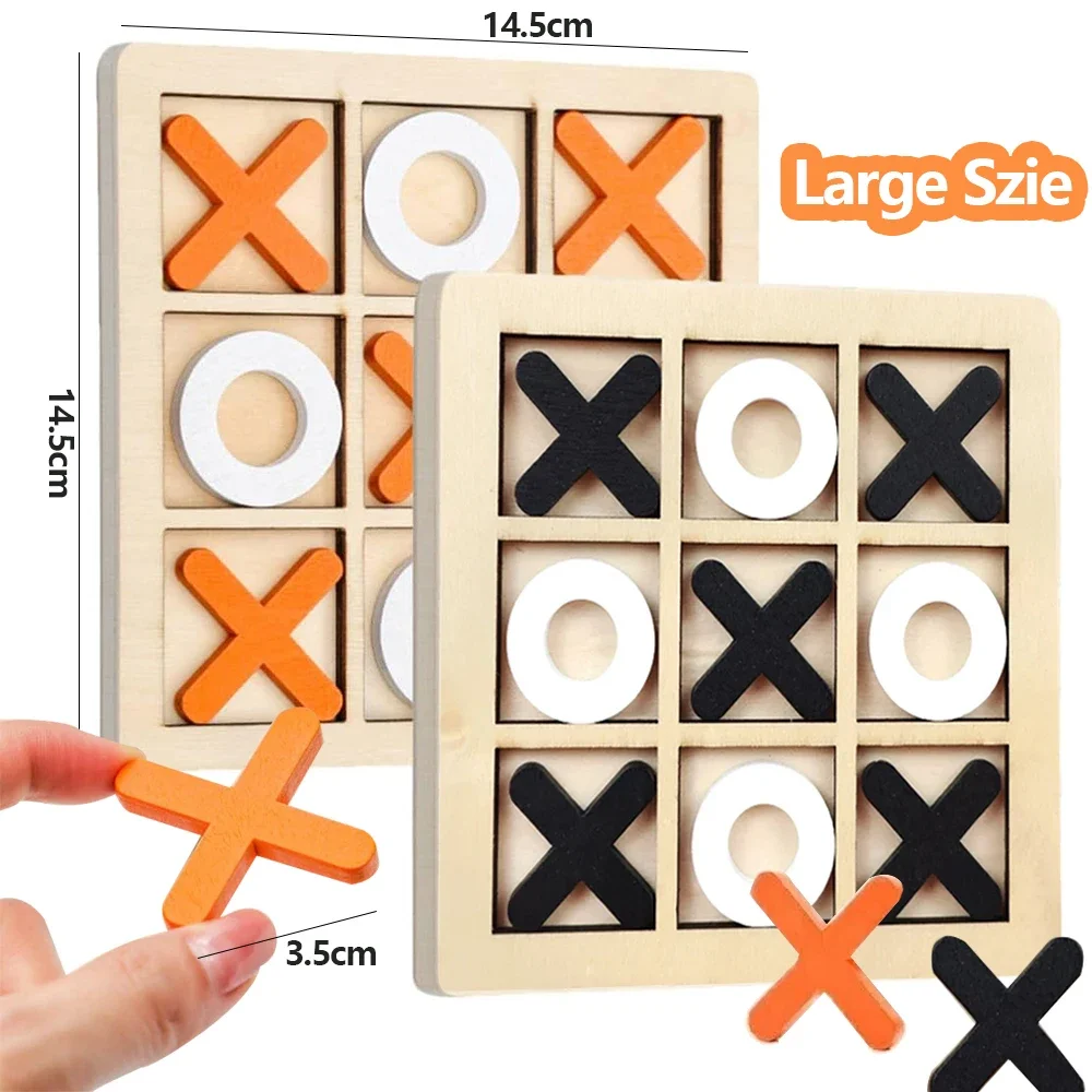 Party Games At Home - لعبة خشبية XO Tic Tac Toe،
